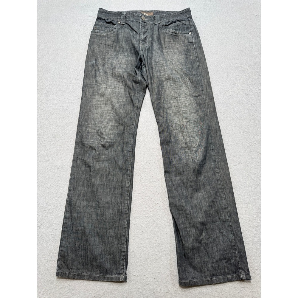 RW&CO. Jake Jeans Men's 32 Black Denim Button Fly Bootcut Relaxed Fit Distressed